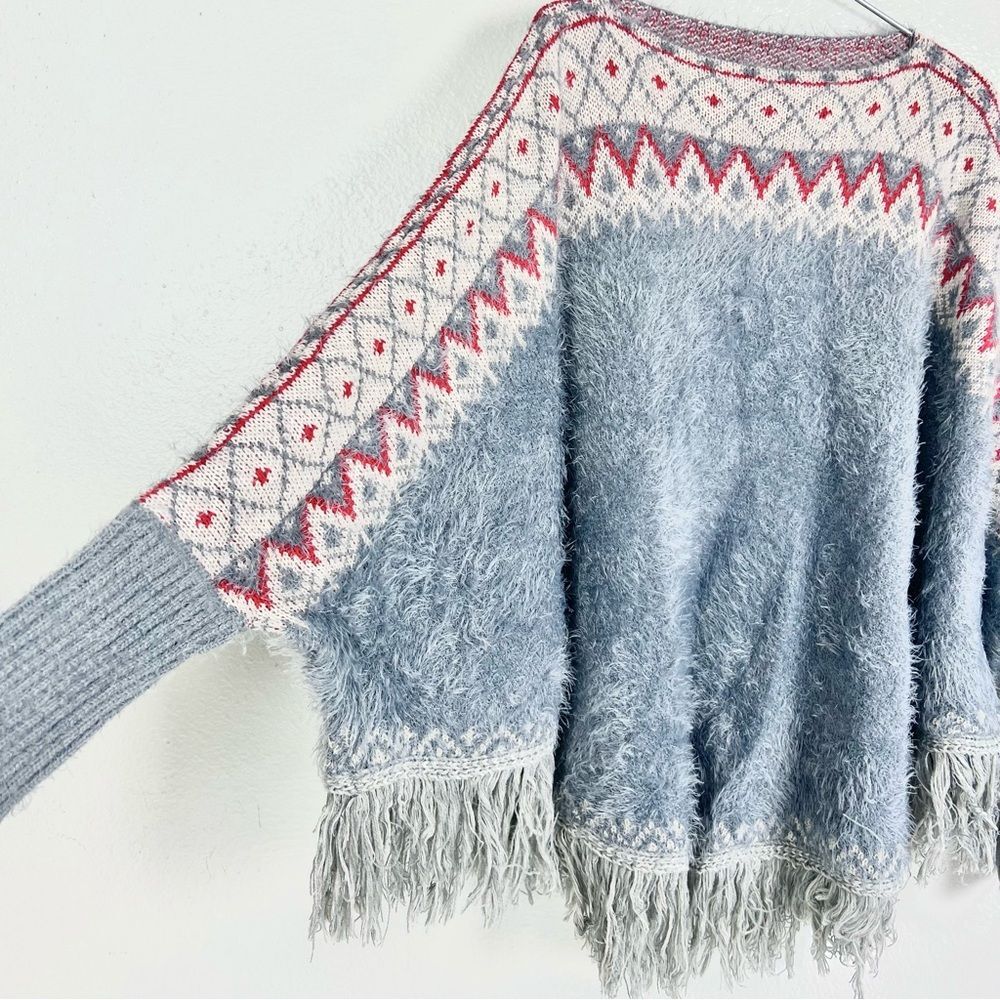 Poncho Top with Fringe and Sleeves